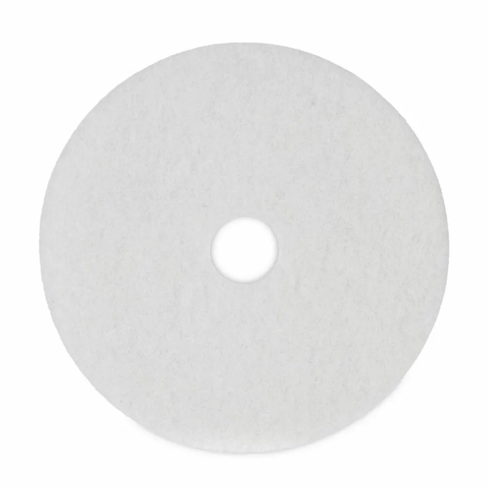 Boardwalk Polishing Floor Pads, 19" Diameter, White, 5/Carton