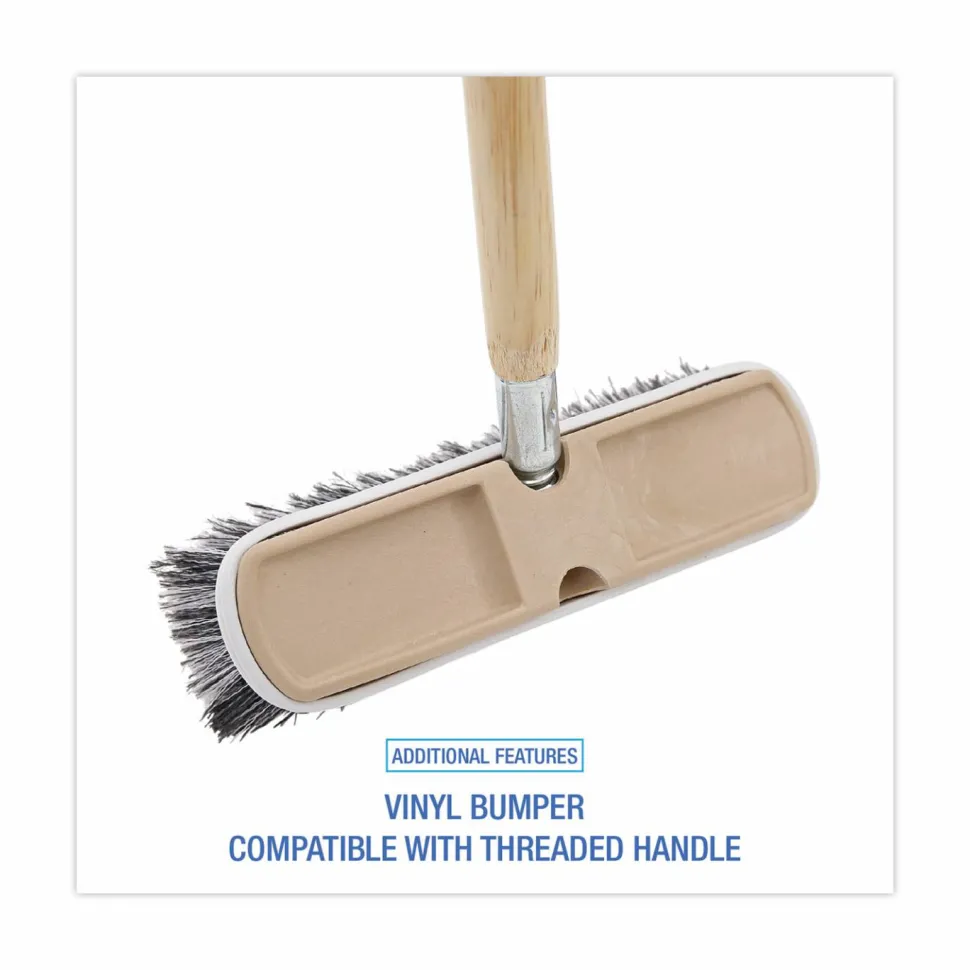 Boardwalk Polystyrene Vehicle Brush with Vinyl Bumper, Black/White Polystyrene Bristles, 10" Brush