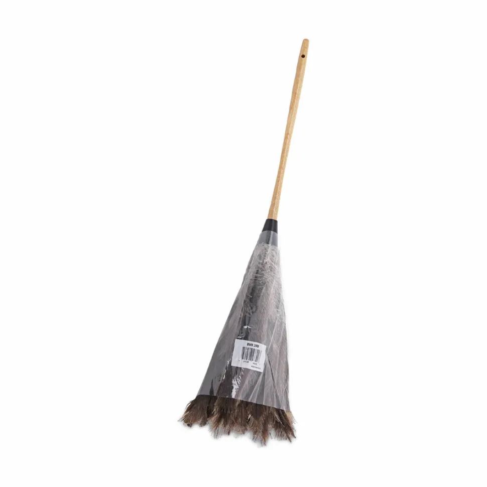 Boardwalk Professional Ostrich Feather Duster, 16" Wood Handle, 12" Gray Bristle
