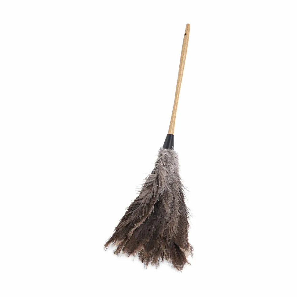 Boardwalk Professional Ostrich Feather Duster, 16" Wood Handle, 12" Gray Bristle