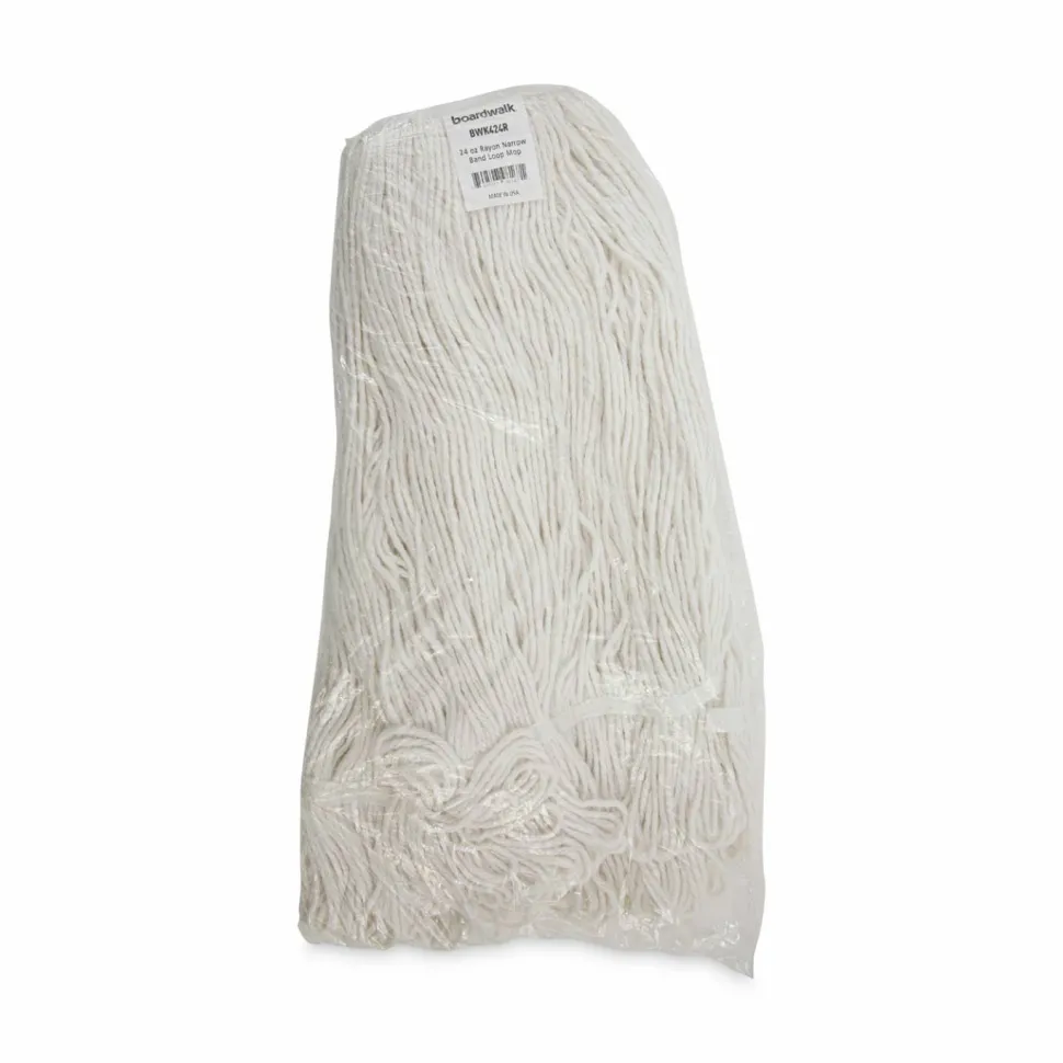 Boardwalk Pro Loop Web/Tailband Wet Mop Head, Rayon, 24oz, White, 12/Carton
