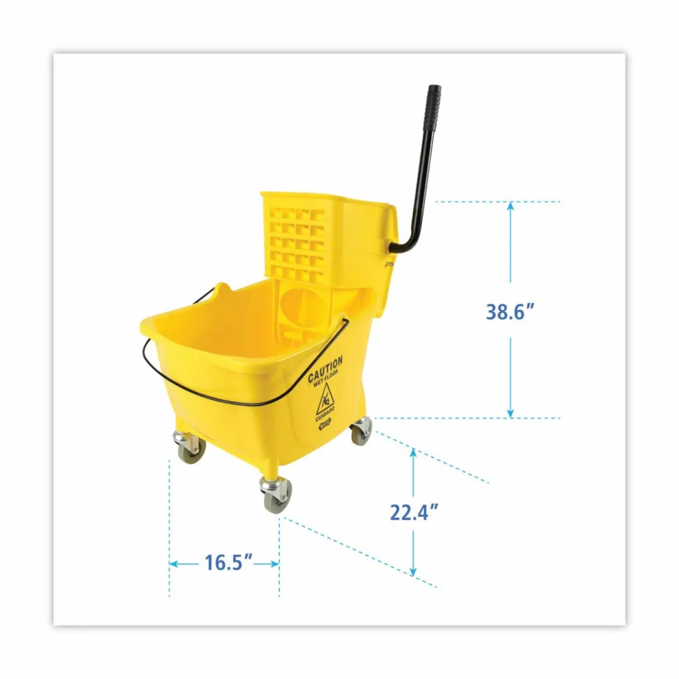 Boardwalk Pro-Pac Side-Squeeze Wringer/Bucket Combo, 35 qt, Yellow/Silver