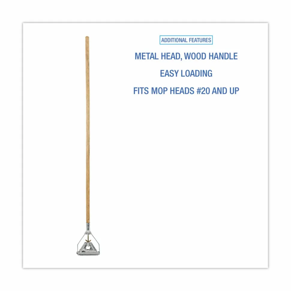 Boardwalk Quick Change Metal Head Wooden Mop Handle, Junior, 54", Natural