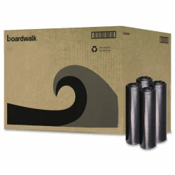 Boardwalk Recycled Low-Density Polyethylene Can Liners, 45 gal, 1.2 mil, 40" x 46", Black, Perforated, 10 Bags/Roll, 10 Rolls/Carton