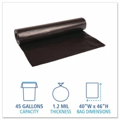 Boardwalk Recycled Low-Density Polyethylene Can Liners, 45 gal, 1.2 mil, 40