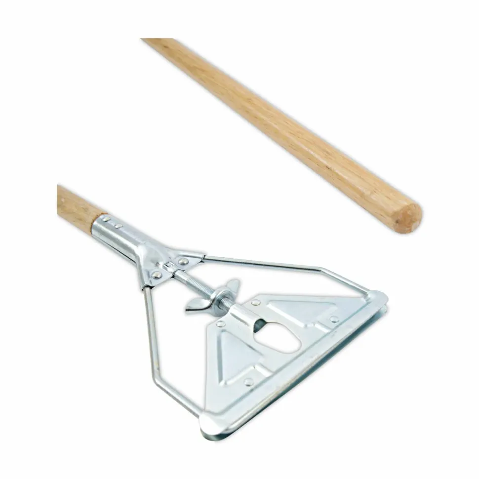 Boardwalk Screw Clamp Metal Head Wooden Mop Handle, #20+, 62", Natural