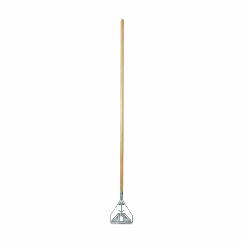 Boardwalk Screw Clamp Metal Head Wooden Mop Handle, #20+, 62", Natural