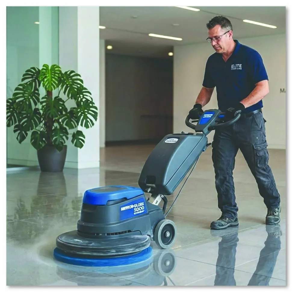 Boardwalk Scrubbing Floor Pads, 14" Diameter, Blue, 5/Carton