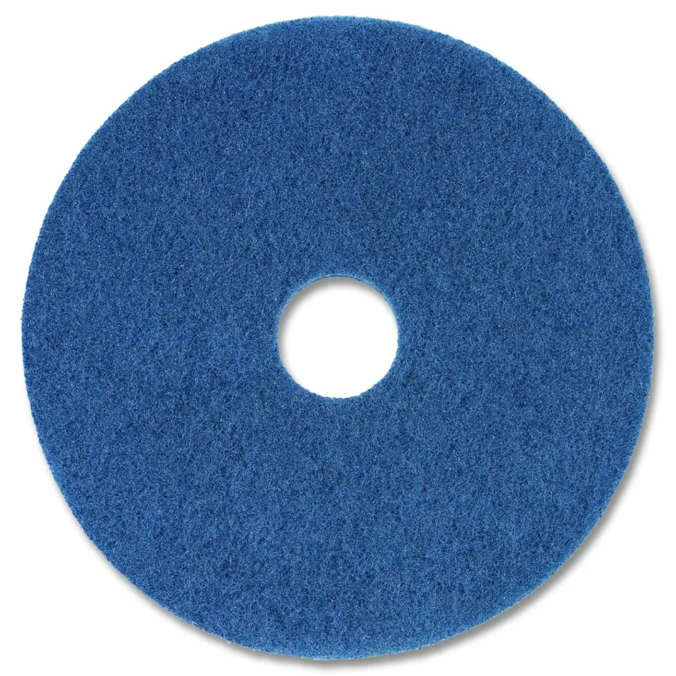 Boardwalk Scrubbing Floor Pads, 14" Diameter, Blue, 5/Carton