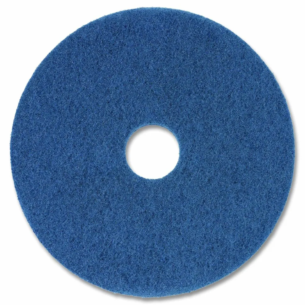 Boardwalk Scrubbing Floor Pads, 14" Diameter, Blue, 5/Carton