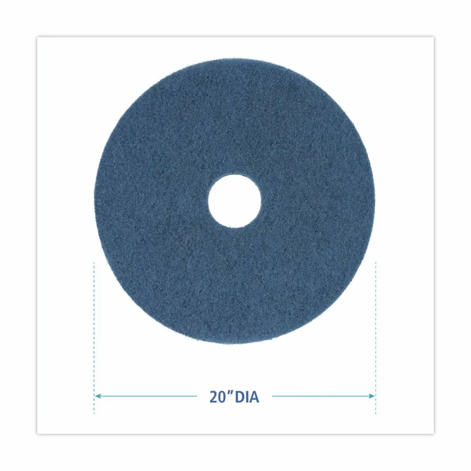Boardwalk Scrubbing Floor Pads, 20" Diameter, Blue, 5/Carton
