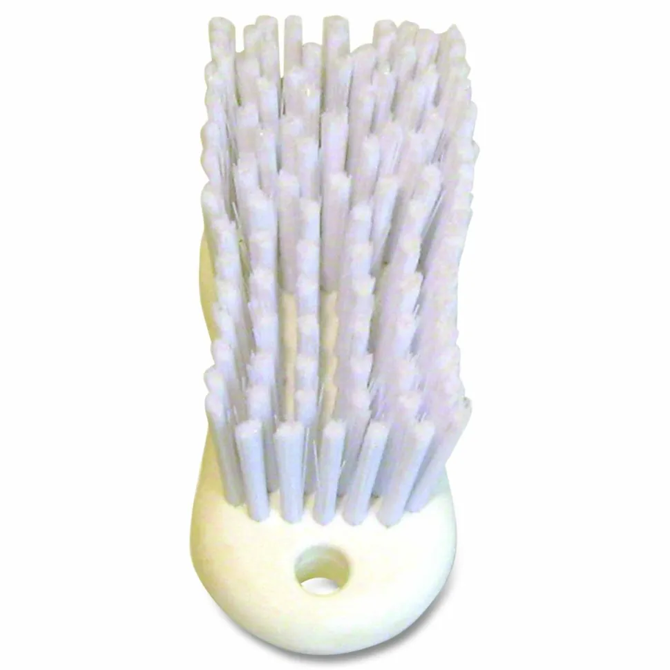 Boardwalk Scrub Brush, White Polypropylene Bristles, 6" Brush, 6" Handle