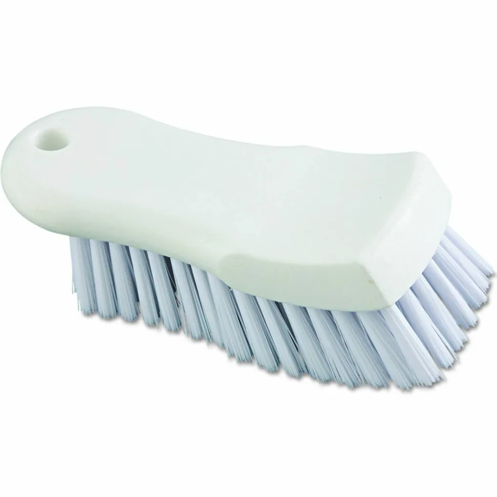 Boardwalk Scrub Brush, White Polypropylene Bristles, 6" Brush, 6" Handle