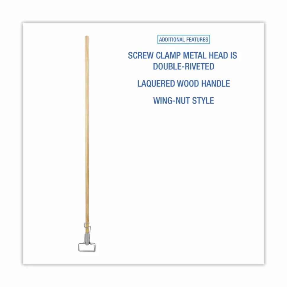 Boardwalk Spring Grip Metal Head Mop Handle for Most Mop Heads, 60", Natural