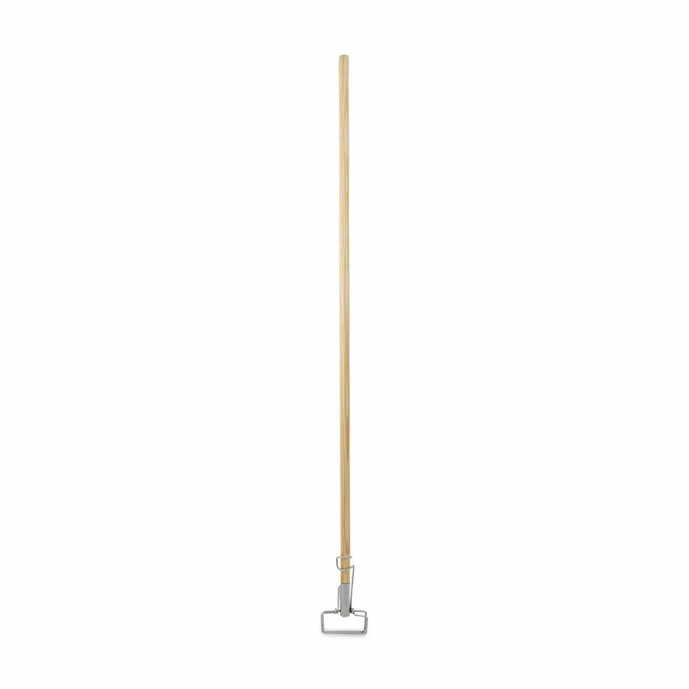 Boardwalk Spring Grip Metal Head Mop Handle for Most Mop Heads, 60", Natural