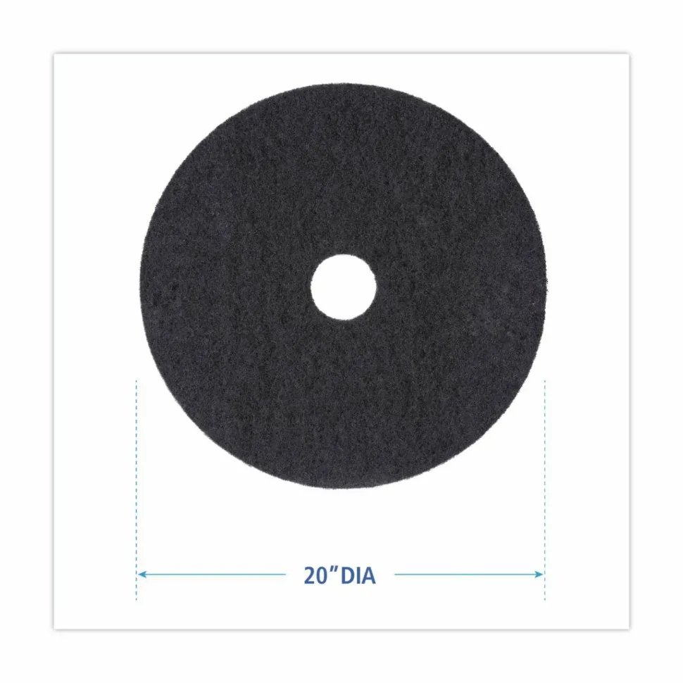 Boardwalk Stripping Floor Pads, 20" Diameter, Black, 5/Carton