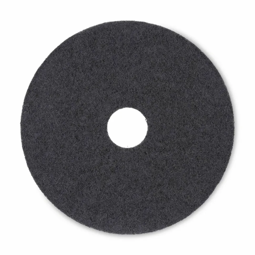 Boardwalk Stripping Floor Pads, 17" Diameter, Black, 5/Carton