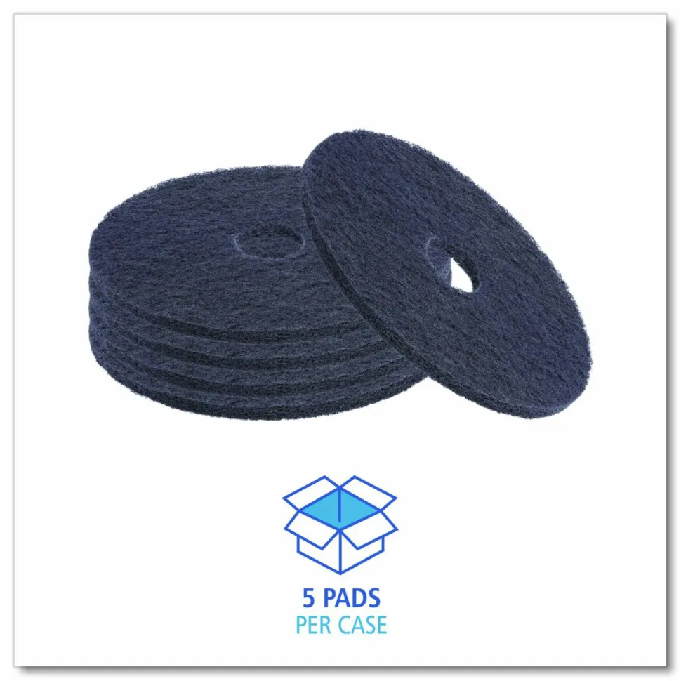 Boardwalk Stripping Floor Pads, 14" Diameter, Black, 5/Carton