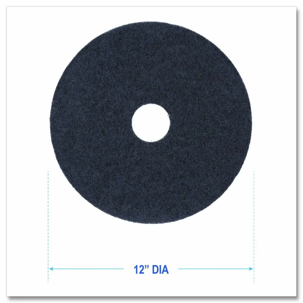 Boardwalk Stripping Floor Pads, 12" Diameter, Black, 5/Carton