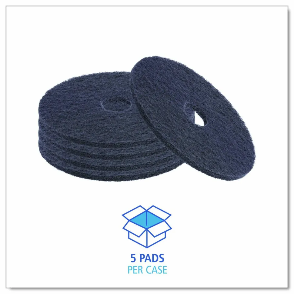 Boardwalk Stripping Floor Pads, 12" Diameter, Black, 5/Carton
