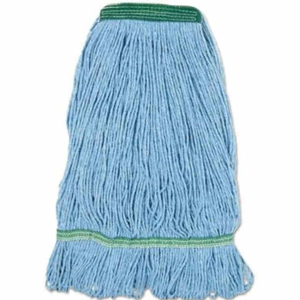 Boardwalk Super Loop Wet Mop Head, Cotton/Synthetic Fiber, 1" Headband, Medium Size, Blue