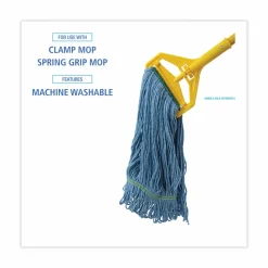 Boardwalk Super Loop Wet Mop Head, Cotton/Synthetic Fiber, 1" Headband, Medium Size, Blue, 12/Carton