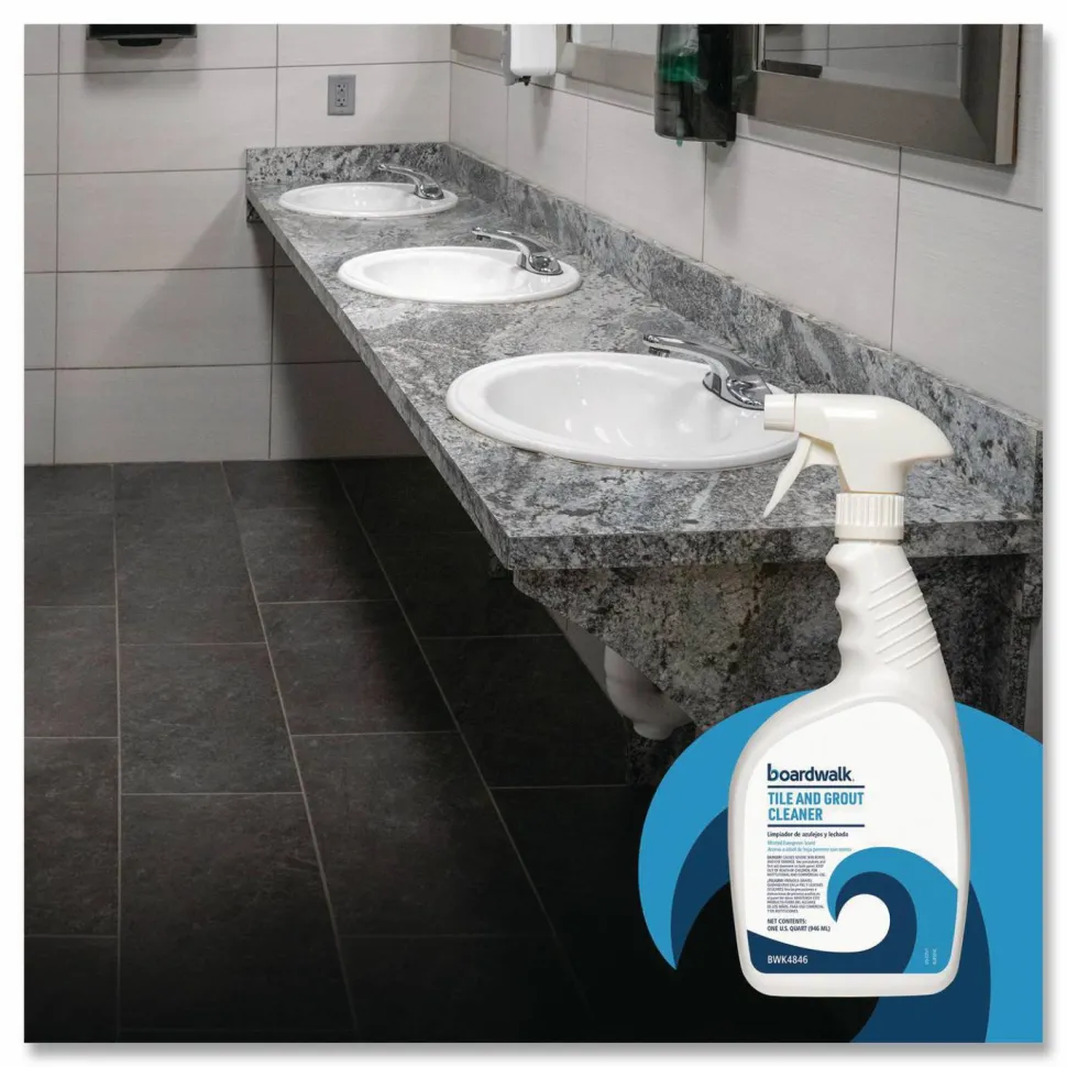 Boardwalk Tile and Grout Cleaner, Minted Evergreen Scent, 32 oz Bottle, 12/Carton
