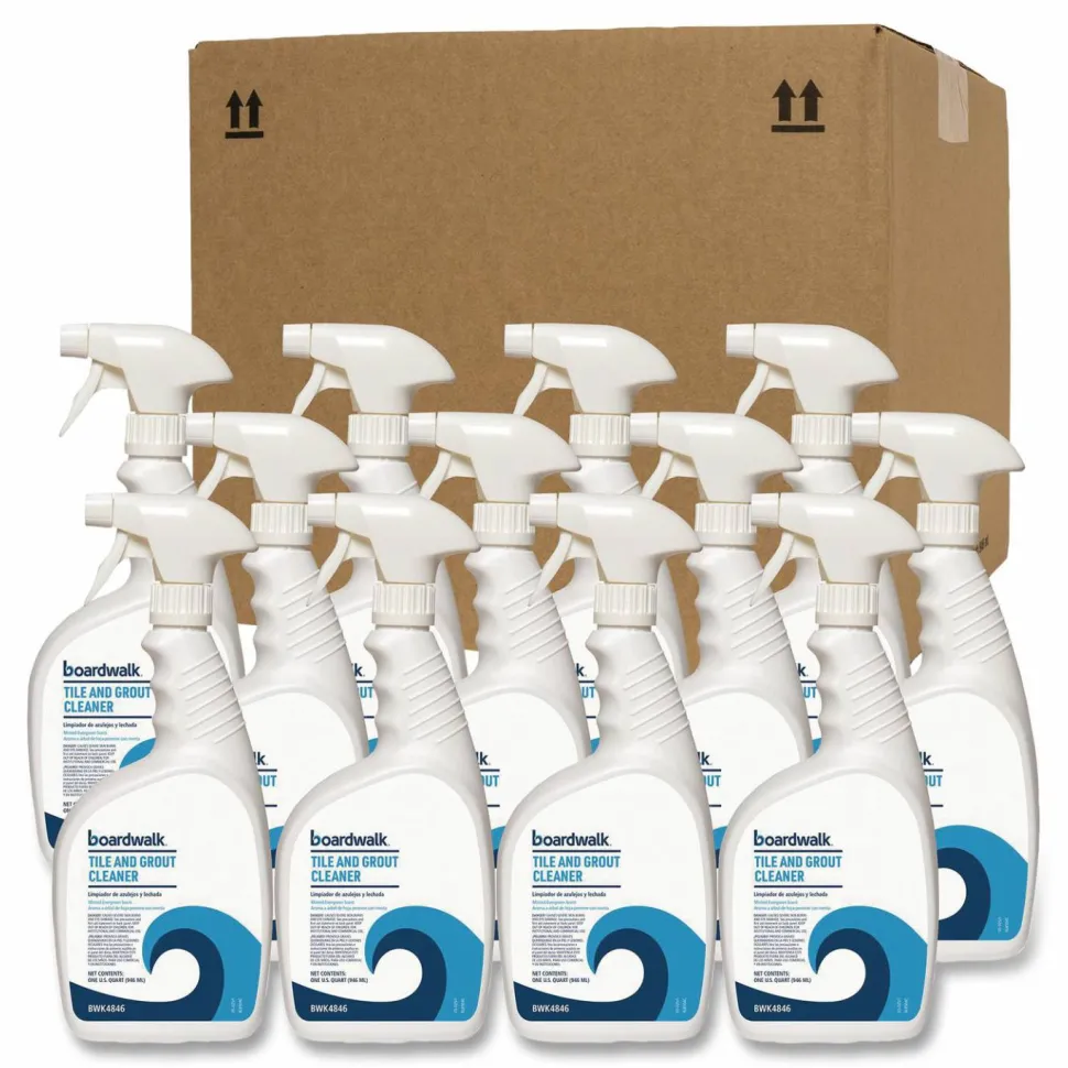Boardwalk Tile and Grout Cleaner, Minted Evergreen Scent, 32 oz Bottle, 12/Carton