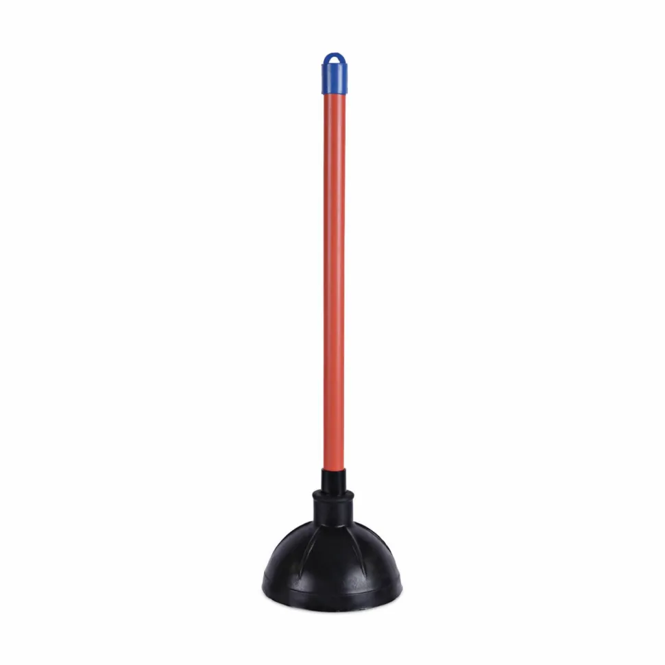 Boardwalk Toilet Plunger, 18" Plastic Handle, 5.63" dia, Red/Black