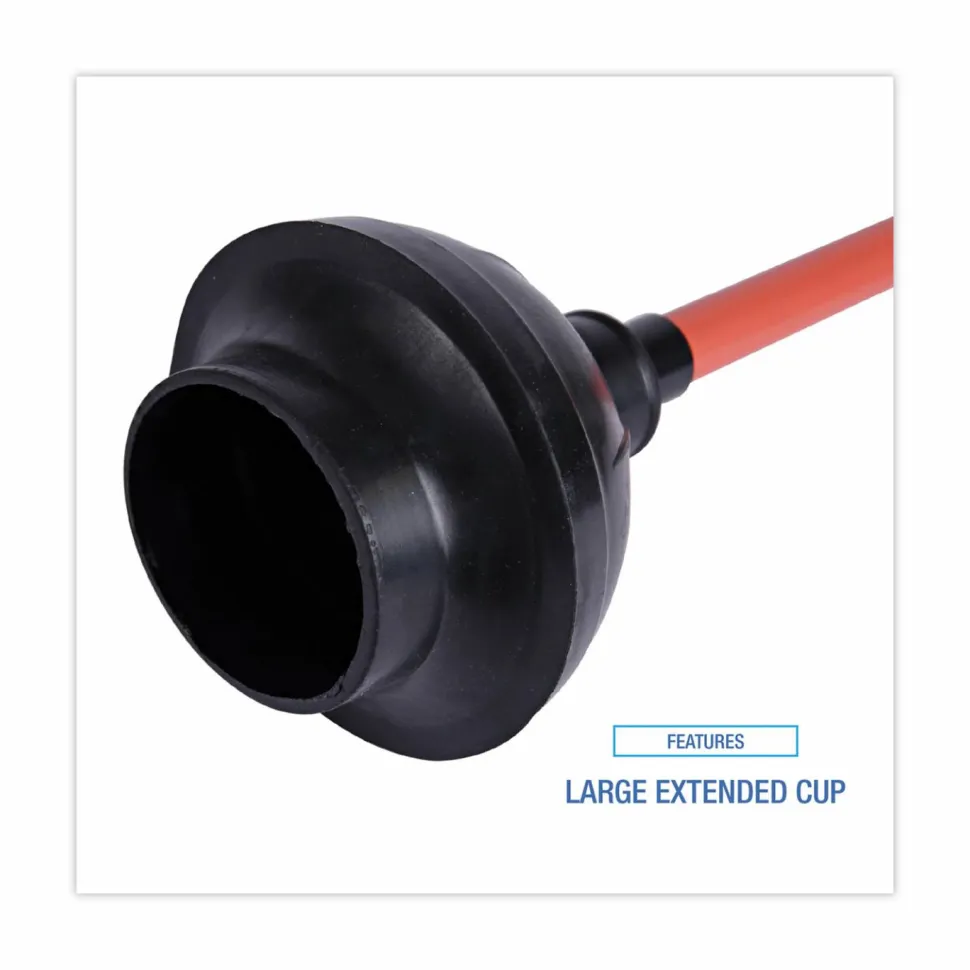 Boardwalk Toilet Plunger, 18" Plastic Handle, 5.63" dia, Red/Black