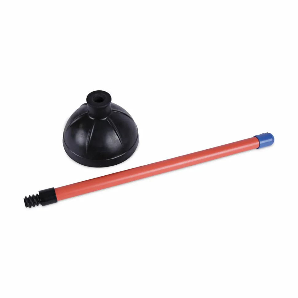 Boardwalk Toilet Plunger, 18" Plastic Handle, 5.63" dia, Red/Black
