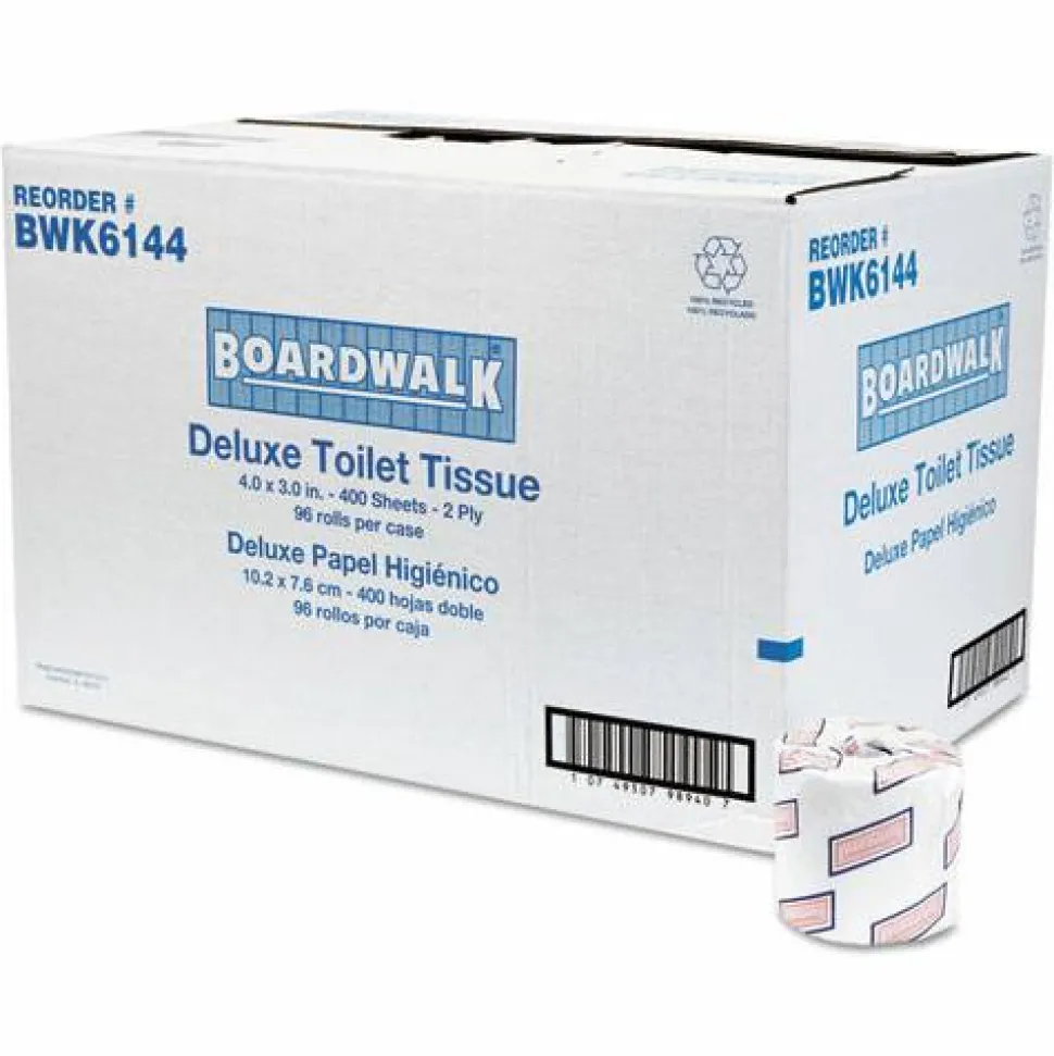 Boardwalk Two-Ply Toilet Tissue, Septic Safe, White, 400 Sheets/Roll, 96 Rolls/Carton