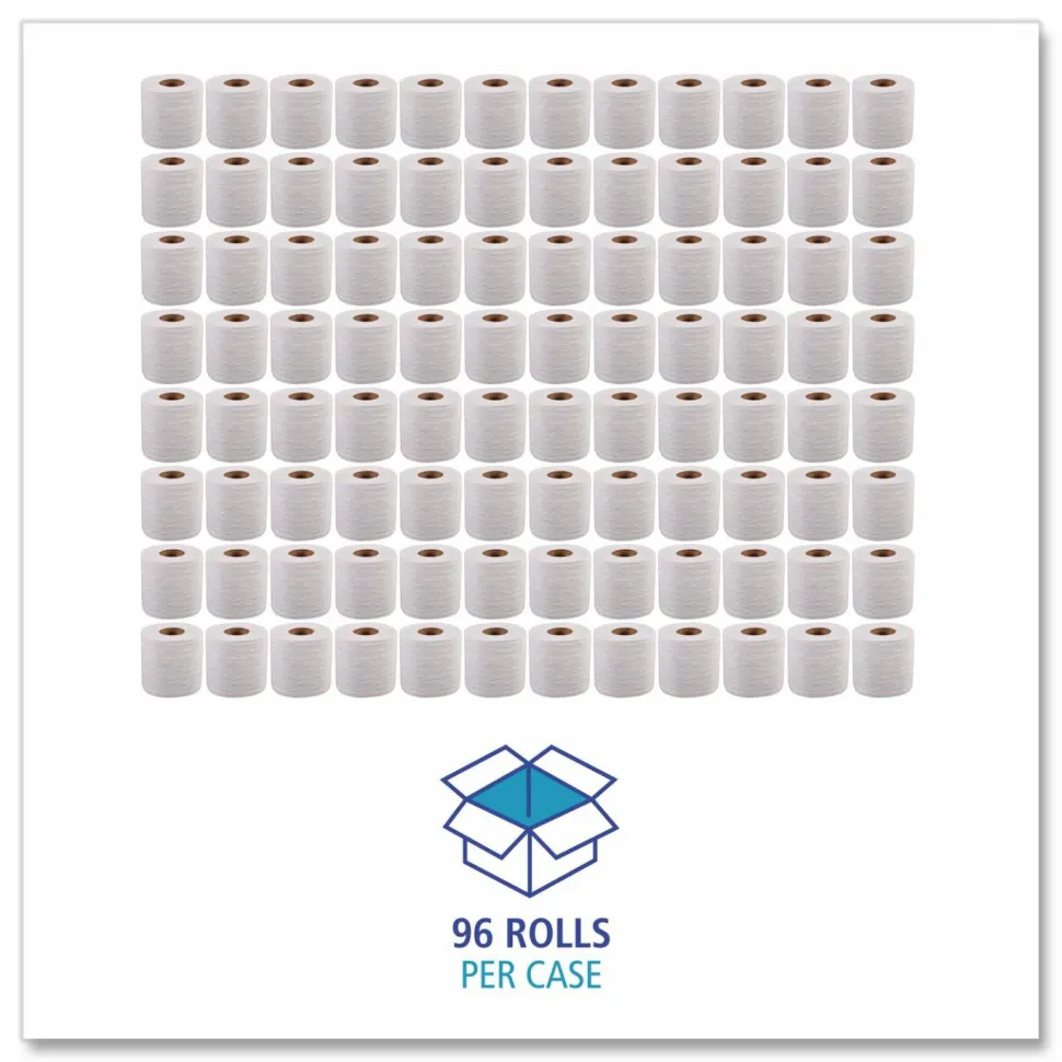 Boardwalk Two-Ply Toilet Tissue, Standard, Septic Safe, White, 4 x 3, 500 Sheets/Roll, 96 Rolls/Carton