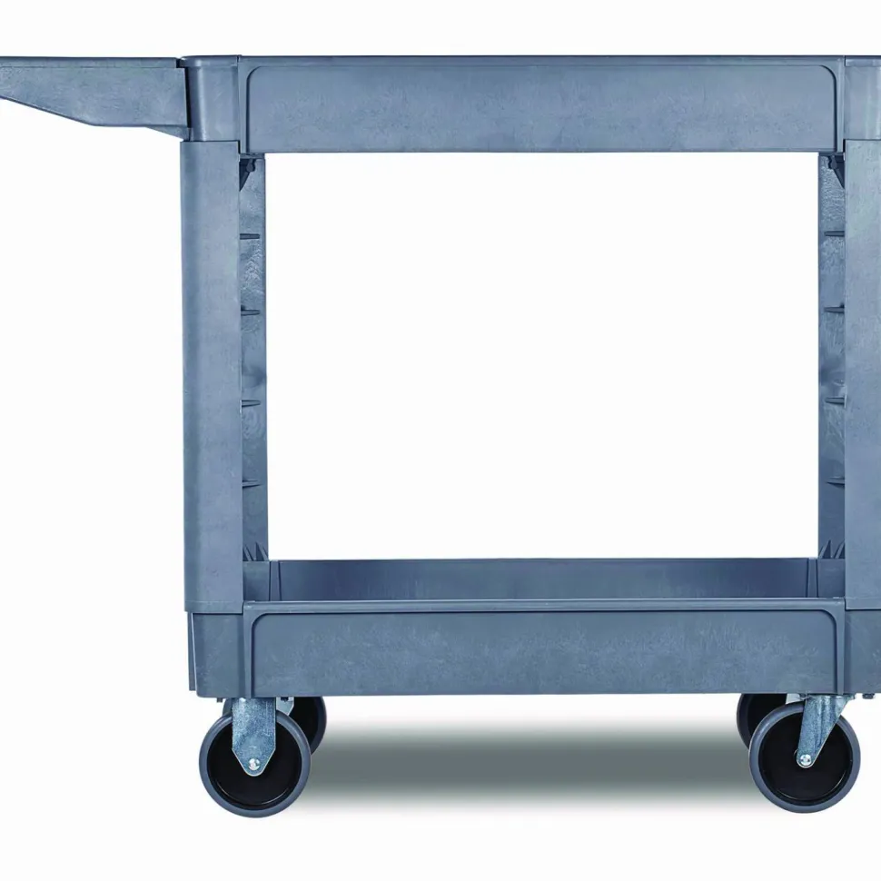 Boardwalk Two-Shelf Utility Cart, Plastic, 2 Shelves, 500 lb Capacity, 17.25" x 40" x 33.5", Gray