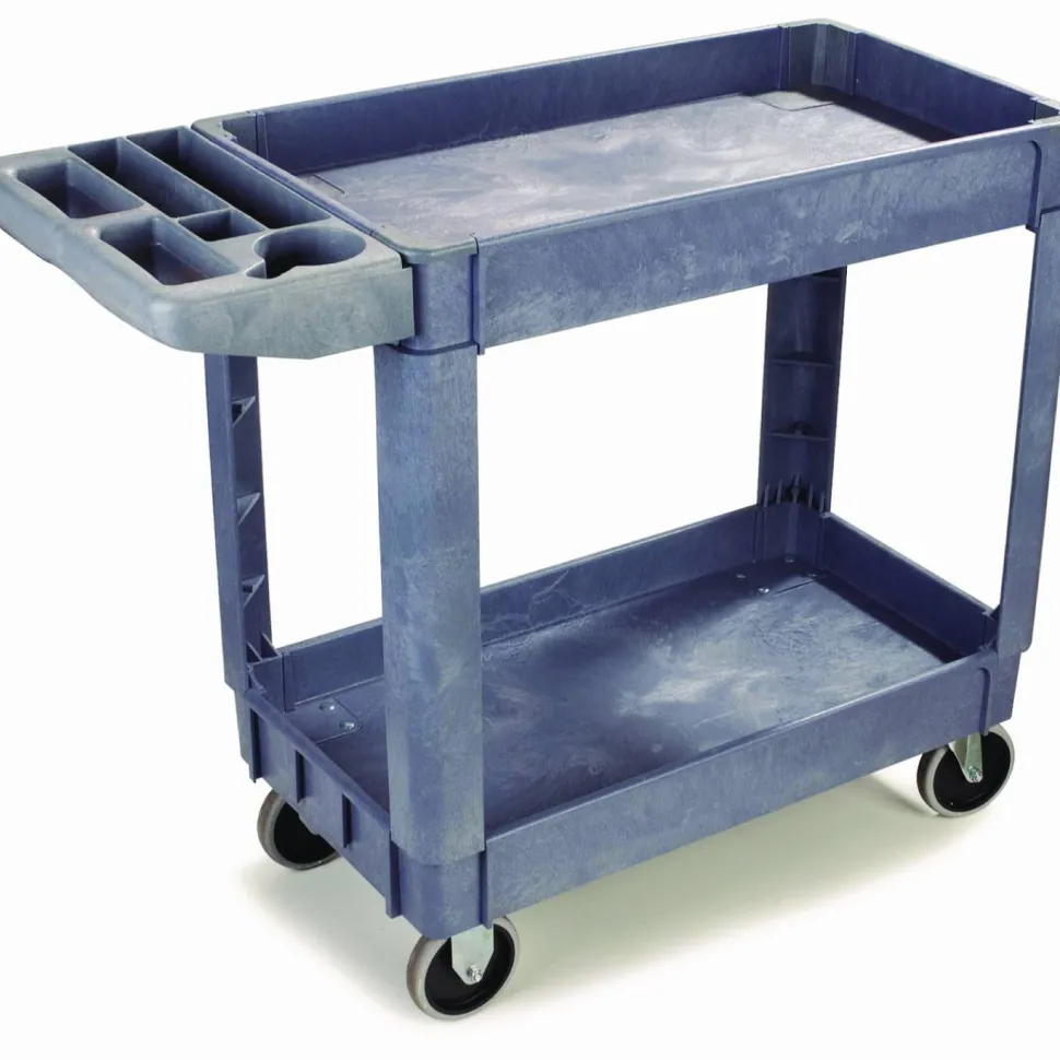 Boardwalk Two-Shelf Utility Cart, Plastic, 2 Shelves, 500 lb Capacity, 17.25" x 40" x 33.5", Gray