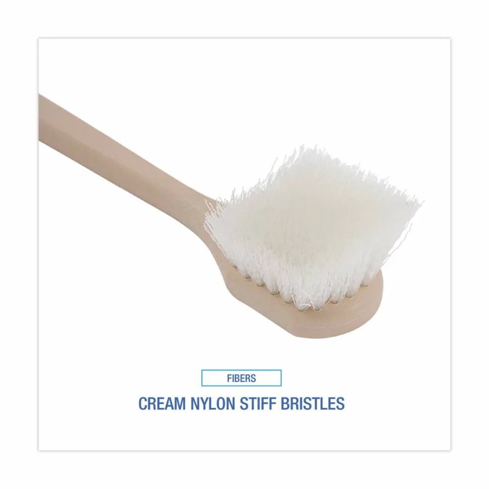Boardwalk Utility Brush, Cream Nylon Bristles, 5.5" Brush, 14.5" Tan Plastic Handle