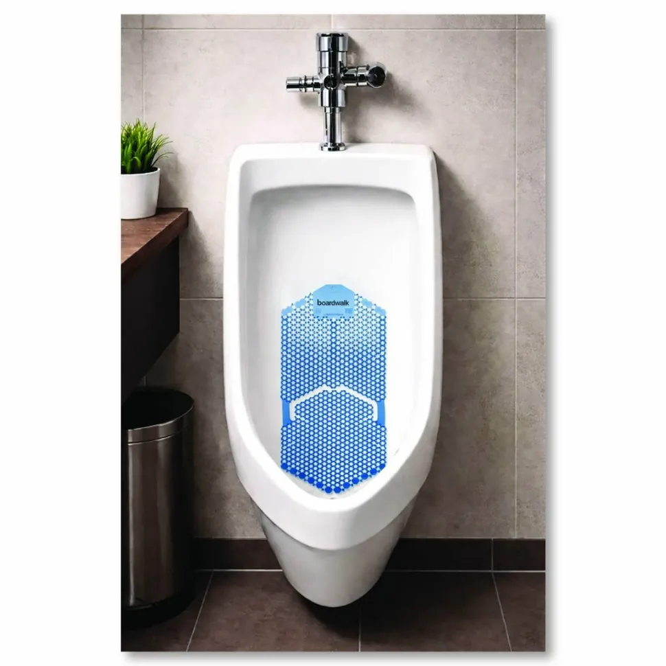 Boardwalk Vertical Urinal Screen, Cotton Blossom Scent, Blue, 5.22 oz, 6/Carton