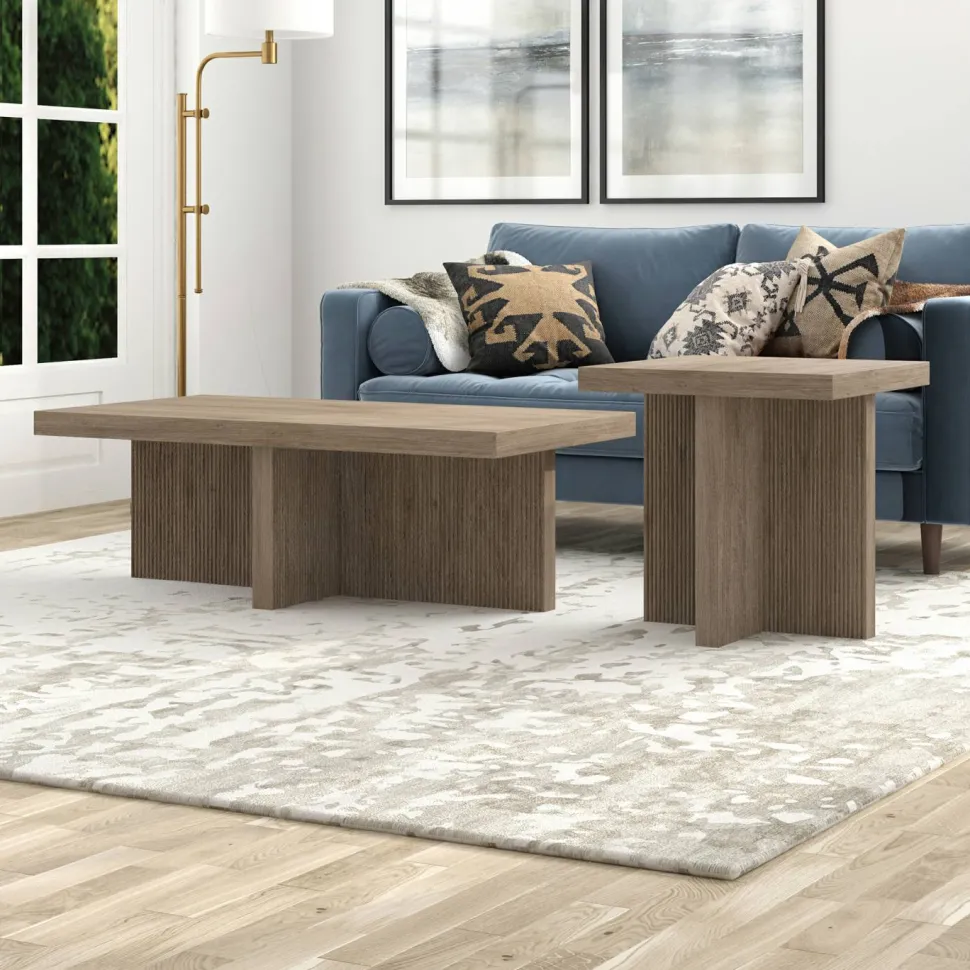 Boden 22" Wide Square Side Table in Antiqued Gray Oak