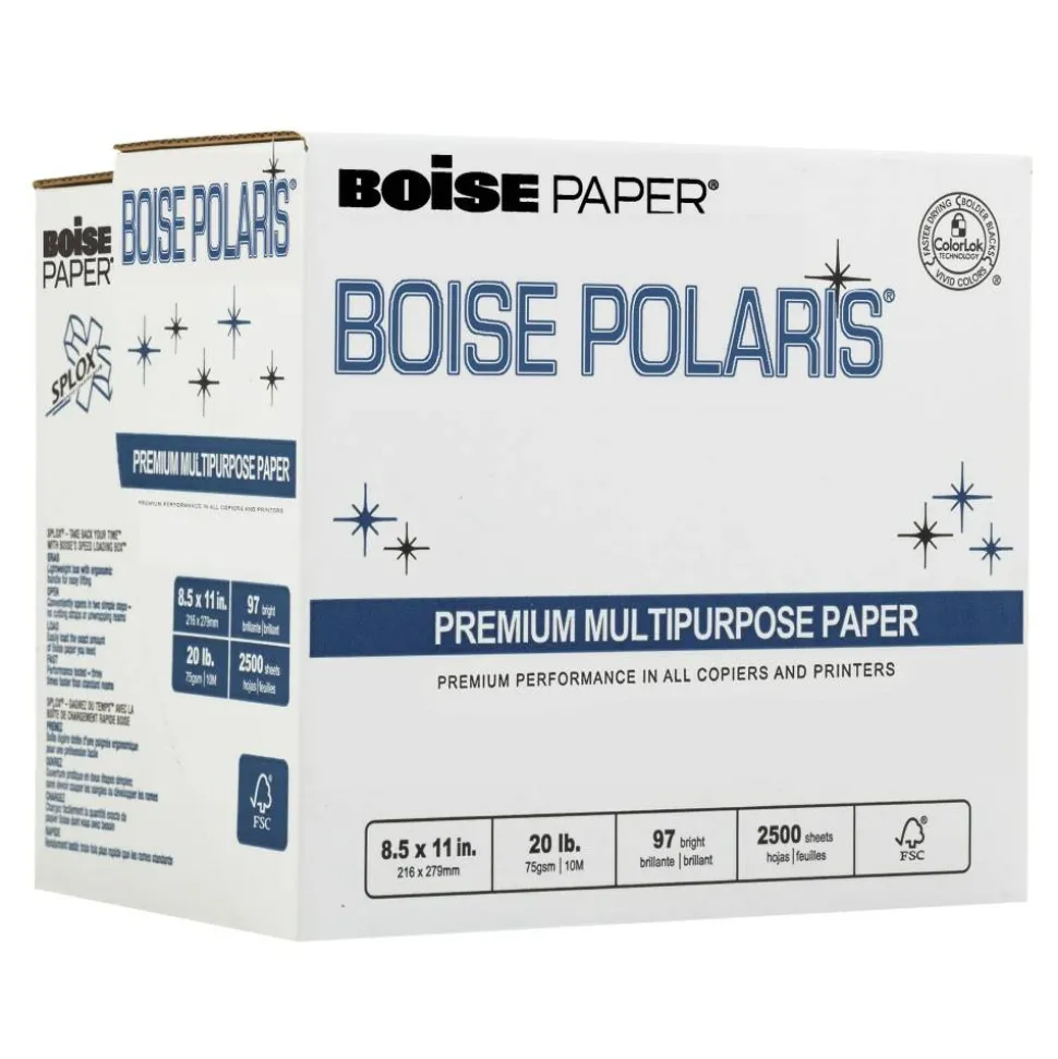 Boise SPLOX Speed-Loading Reamless Copy Paper, White, Letter (8.5" x 11"), 2500 Sheets Per Case, 20 Lb, 97 Brightness, FSC Certified