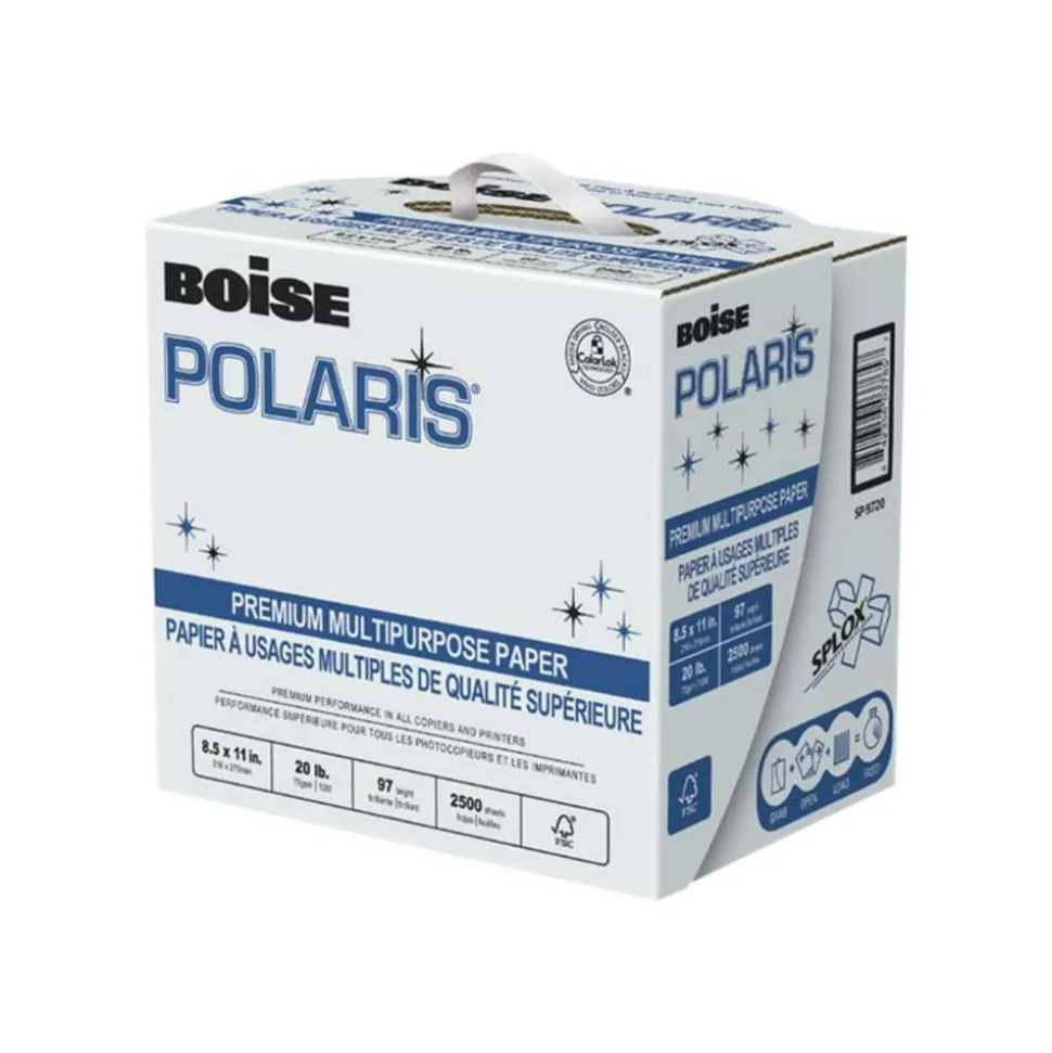 Boise SPLOX Speed-Loading Reamless Copy Paper, White, Letter (8.5" x 11"), 2500 Sheets Per Case, 20 Lb, 97 Brightness, FSC Certified