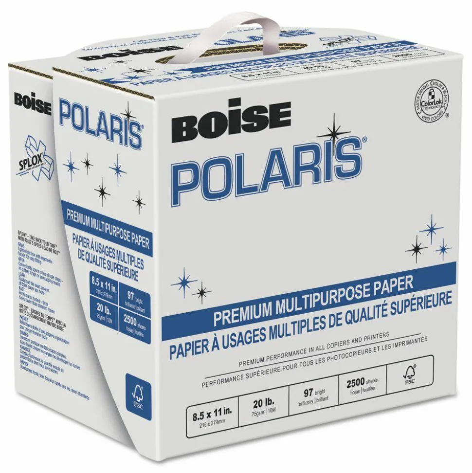 Boise SPLOX Speed-Loading Reamless Copy Paper, White, Letter (8.5" x 11"), 2500 Sheets Per Case, 20 Lb, 97 Brightness, FSC Certified