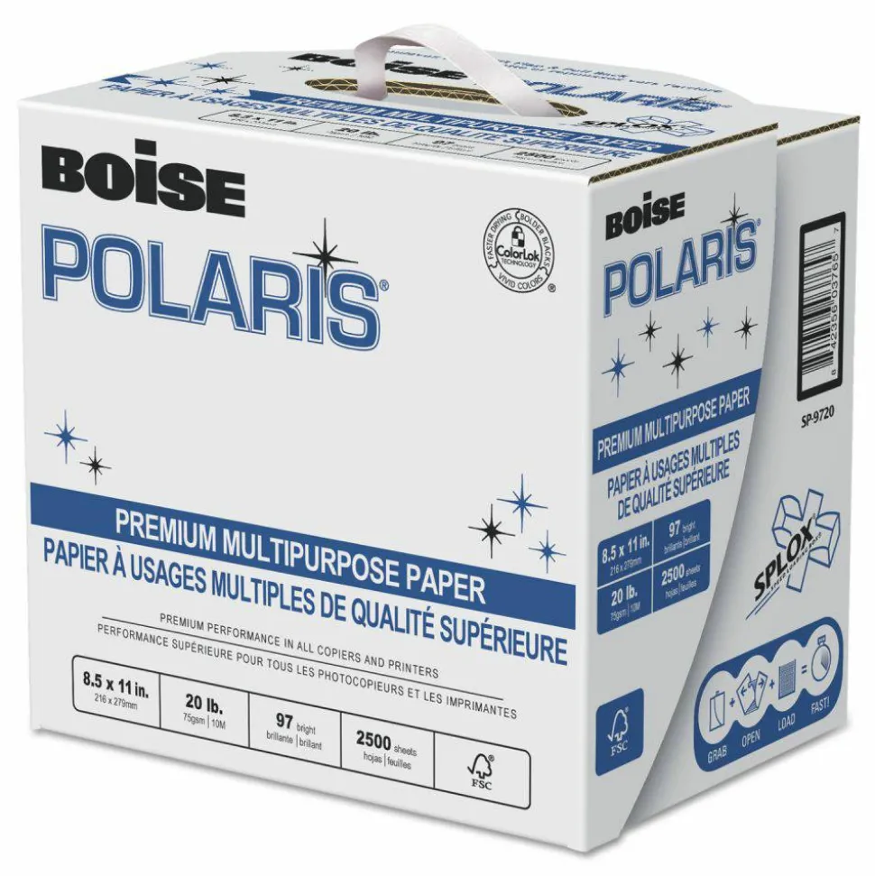 Boise SPLOX Speed-Loading Reamless Copy Paper, White, Letter (8.5" x 11"), 2500 Sheets Per Case, 20 Lb, 97 Brightness, FSC Certified