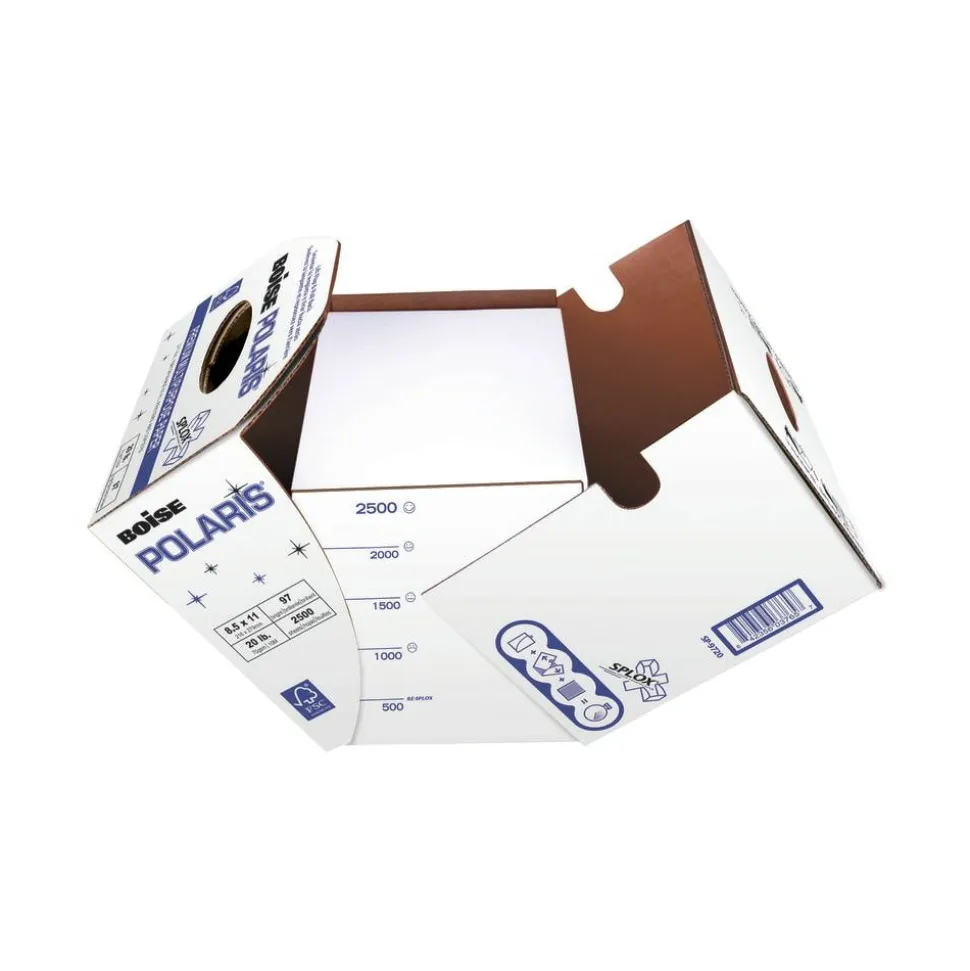Boise SPLOX Speed-Loading Reamless Copy Paper, White, Letter (8.5" x 11"), 2500 Sheets Per Case, 20 Lb, 97 Brightness, FSC Certified