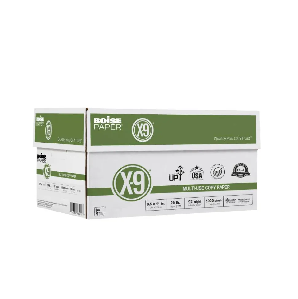 Boise X-9 Multi-Use Printer & Copy Paper, White, Letter (8.5" x 11"), 5000 Sheets Per Case, 20 Lb, 92 Brightness
