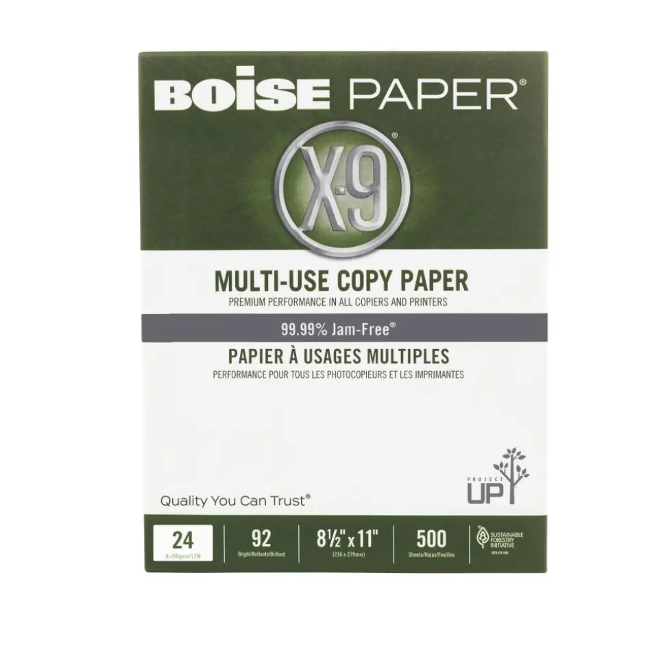 Boise X-9 Multi-Use Printer & Copy Paper, White, Letter (8.5" x 11"), 5000 Sheets Per Case, 24 Lb, 92 Brightness, SFI Certified