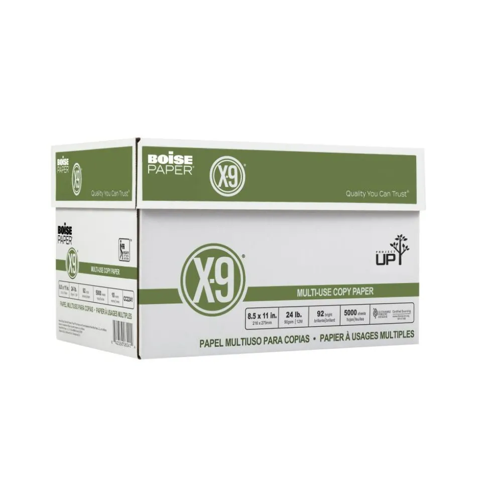 Boise X-9 Multi-Use Printer & Copy Paper, White, Letter (8.5" x 11"), 5000 Sheets Per Case, 24 Lb, 92 Brightness, SFI Certified