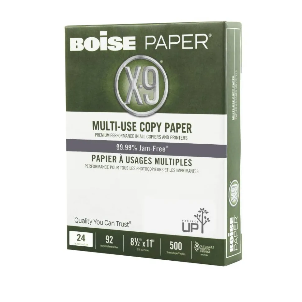 Boise X-9 Multi-Use Printer & Copy Paper, White, Letter (8.5" x 11"), 5000 Sheets Per Case, 24 Lb, 92 Brightness, SFI Certified