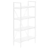 Bookshelf, Bookcase, 4 Tier, 48"H, Office, Bedroom, White Laminate, White Metal, Contemporary, Modern