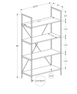 Bookshelf, Bookcase, 4 Tier, 48