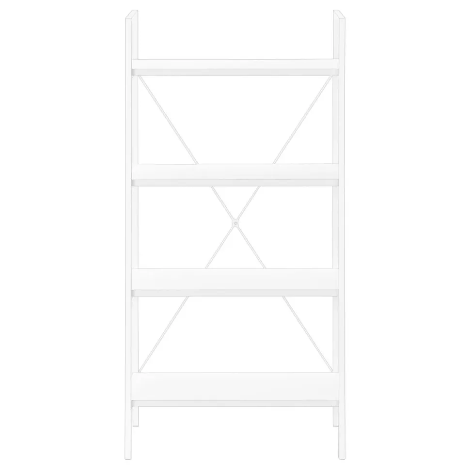 Bookshelf, Bookcase, 4 Tier, 48"H, Office, Bedroom, White Laminate, White Metal, Contemporary, Modern